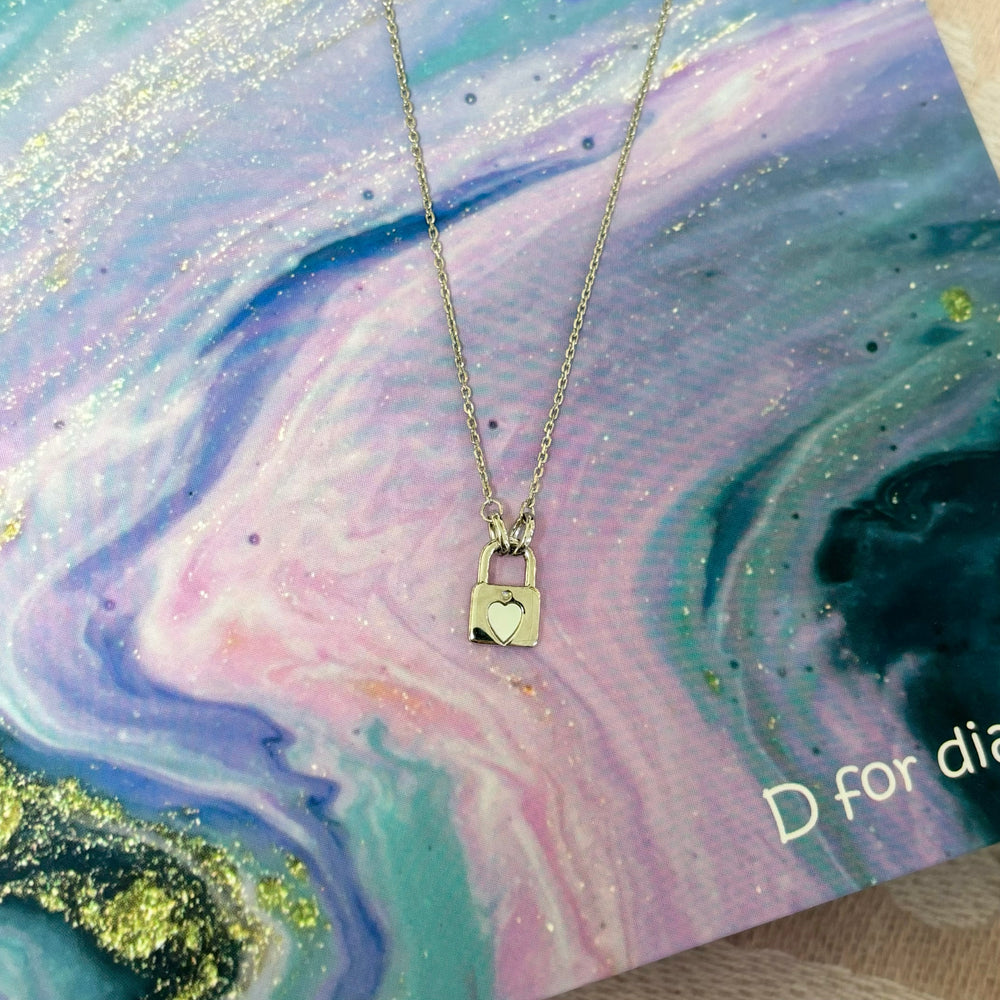 D For Diamond | Padlock Heart Necklace