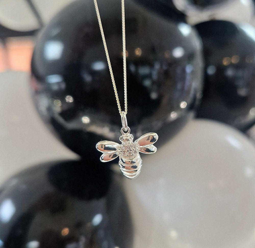 Sterling Silver Bee CZ Necklace
