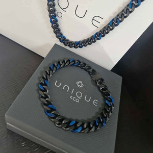 Unique & Co | Stainless Steel Bracelet with Black & Blue IP Plating
