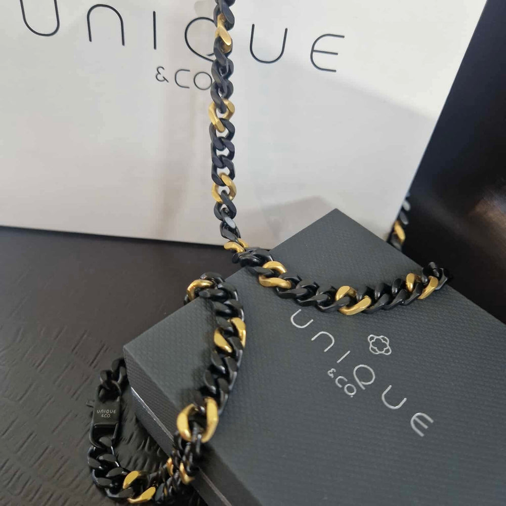Unique & Co | Stainless Steel Bracelet with Black & Gold Matte IP Plating
