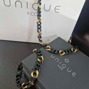 Unique & Co | Stainless Steel Bracelet with Black & Gold Matte IP Plating