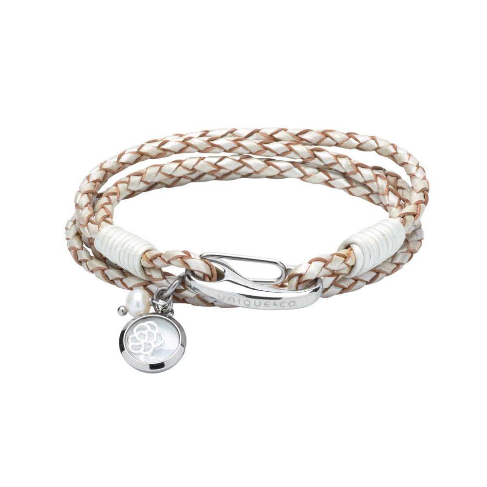 Unique & Co | Pearl Ladies Leather Bracelet with Flower Charm