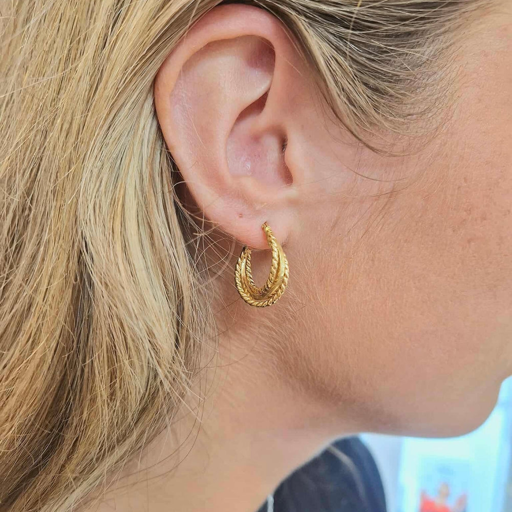 9ct Yellow Gold Triple Hoop Earrings