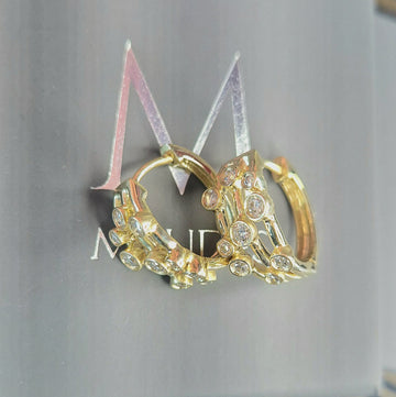 9ct Yellow Gold Three Band Diamond Hoop Earrings