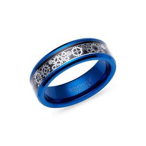 Unique & Co | Tungsten Carbide Ring With Blue IP And Black Plating