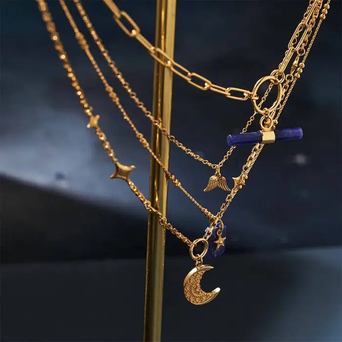 ChloBo | Link Chain Sodalite T-Bar Necklace | Gold Plated