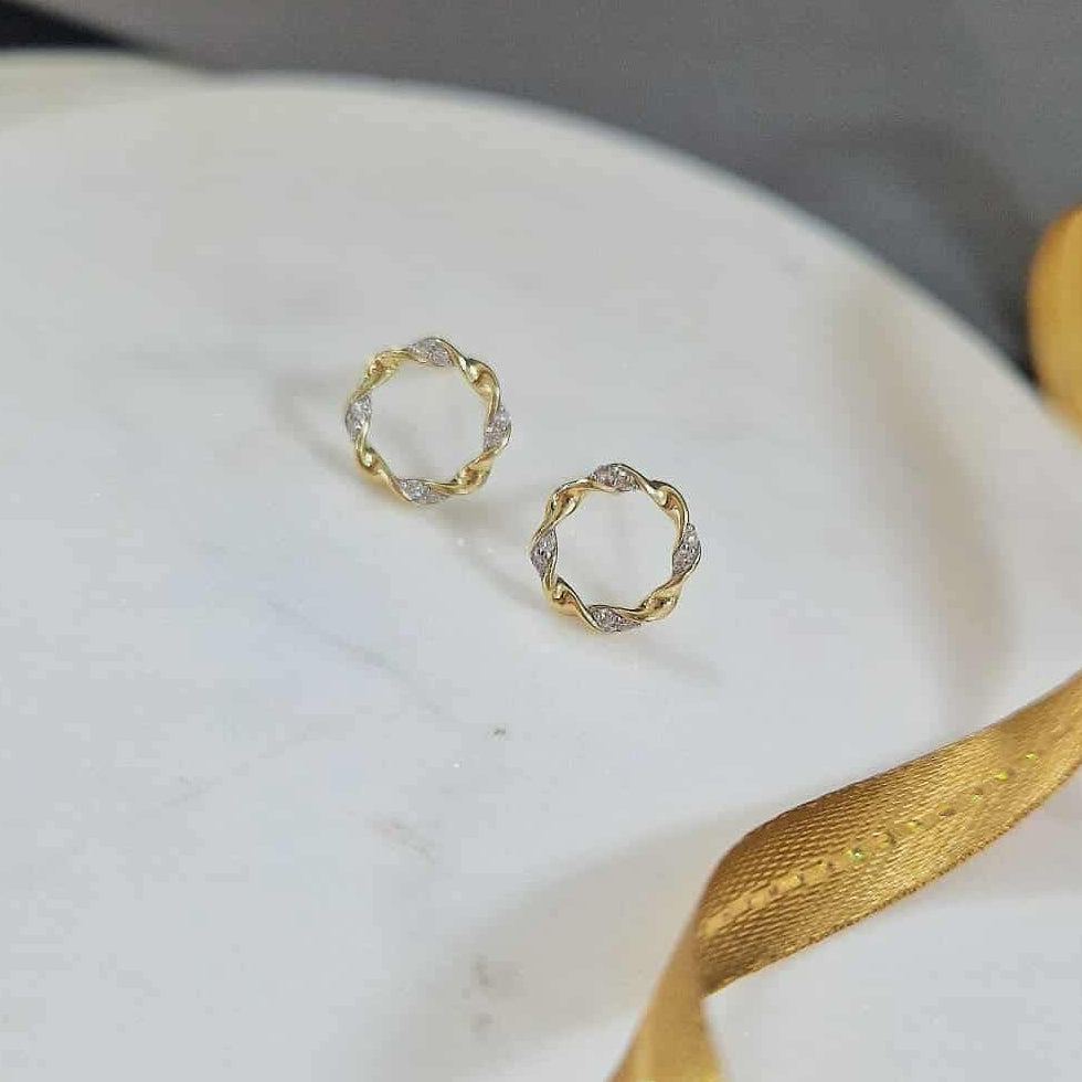 9ct Yellow Gold Diamond Circle Earrings