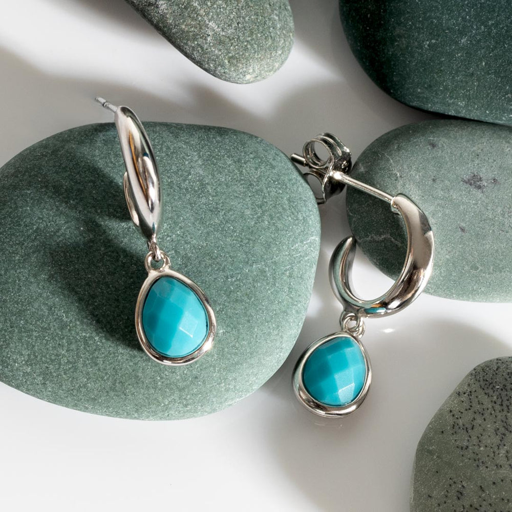 Kit Heath | Coast Pebble Azure Gemstone Hoop Drop Earrings