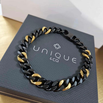 Unique & Co | Stainless Steel Bracelet with Black & Gold Matte IP Plating