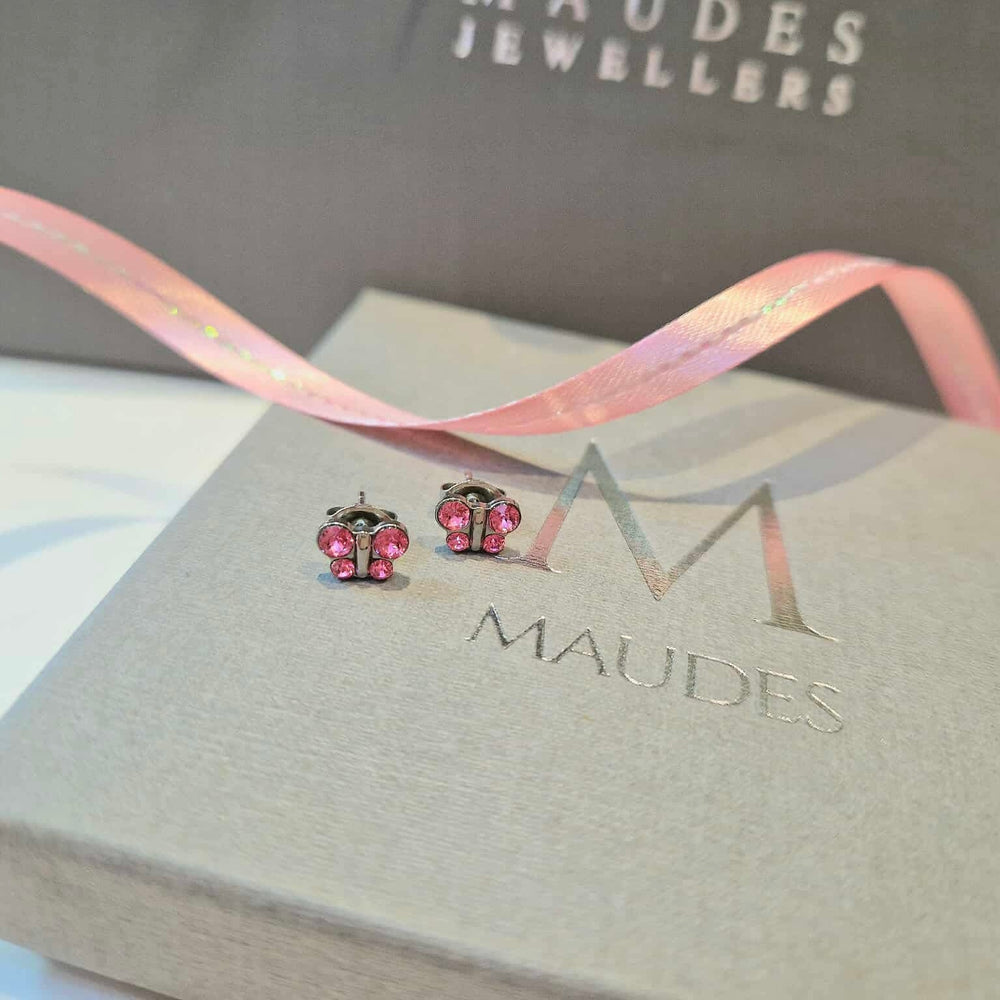 Studex | Sensitive October Rose Butterfly Stud Earrings