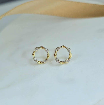 9ct Yellow Gold Diamond Circle Earrings