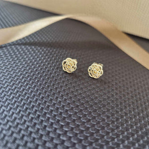 9ct Yellow Gold Romantic Floral Stud Earrings