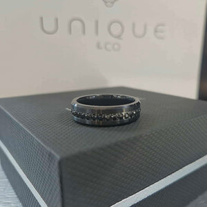 Unique & Co | Tungsten Carbide Ring With Black IP Plating and CZ