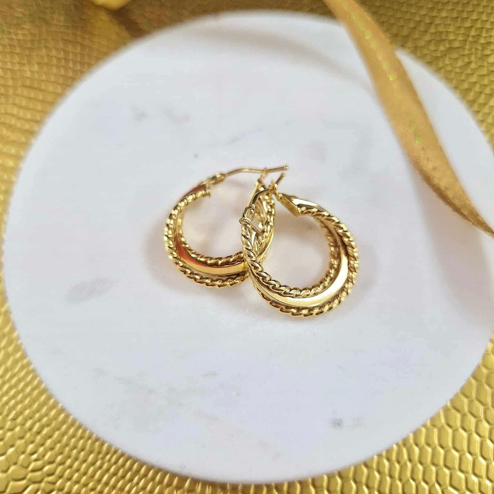 9ct Yellow Gold Triple Hoop Earrings