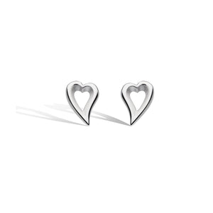 Kit Heath | Love Story Silver Heart Earrings