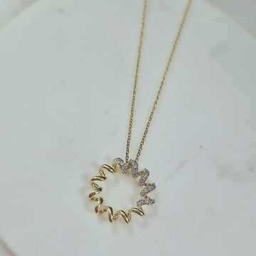 9ct Yellow Gold Diamond Circle Pendant and Chain