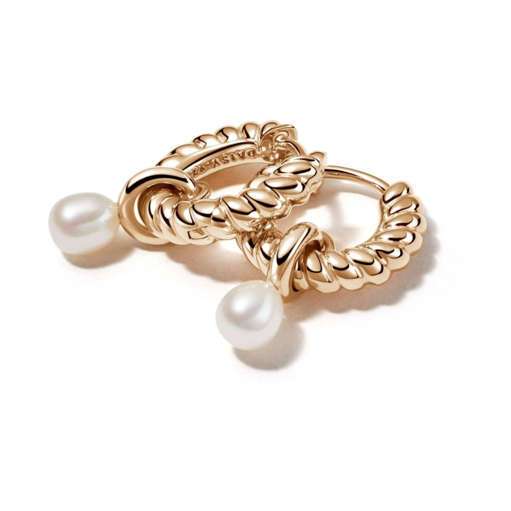Daisy London | Rope Pearl Huggie Earrings