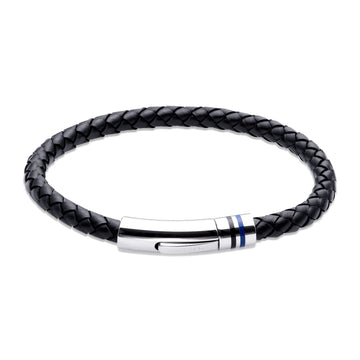 Unique & Co | Black Leather Bracelet With Polished Steel Clasp