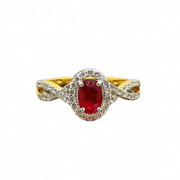 18ct Yellow Gold Oval Ruby & Diamond Ring