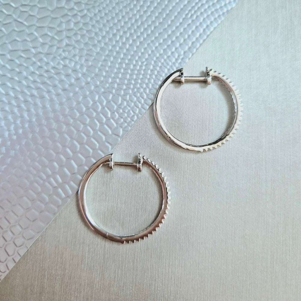 18ct White Gold Diamond Hoop Earrings