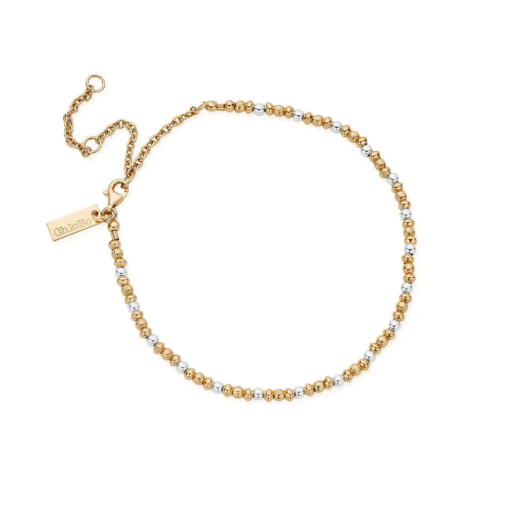 ChloBo | Gold and Silver Dainty Mini Disc Pumpkin Anklet