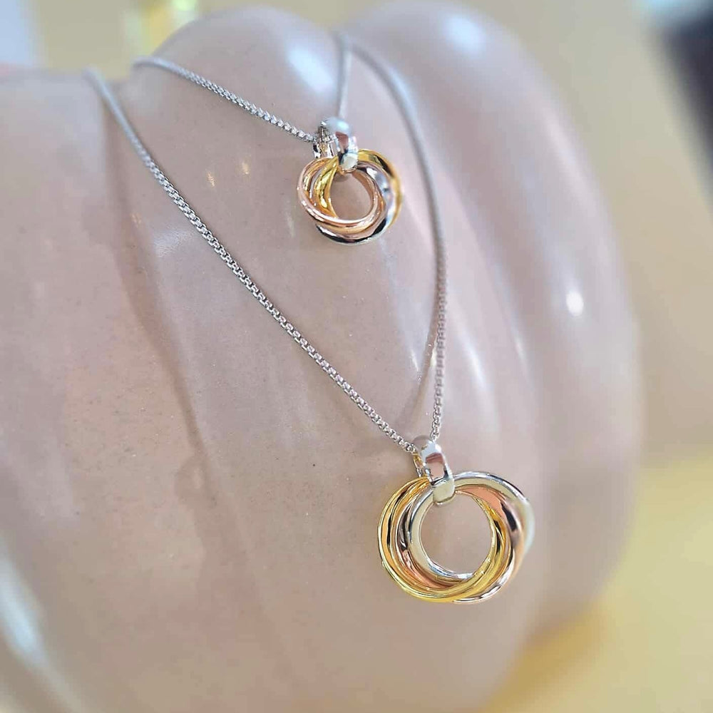 Kit Heath | Bevel Trilogy Small Three Tone Silver and Gold Necklace