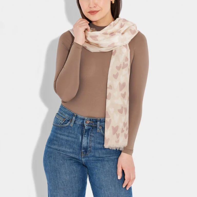 Katie Loxton | Heart Printed Scarf | Pink