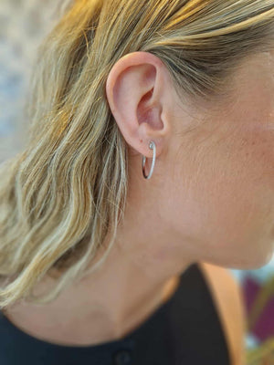 18ct White Gold Diamond Hoop Earrings