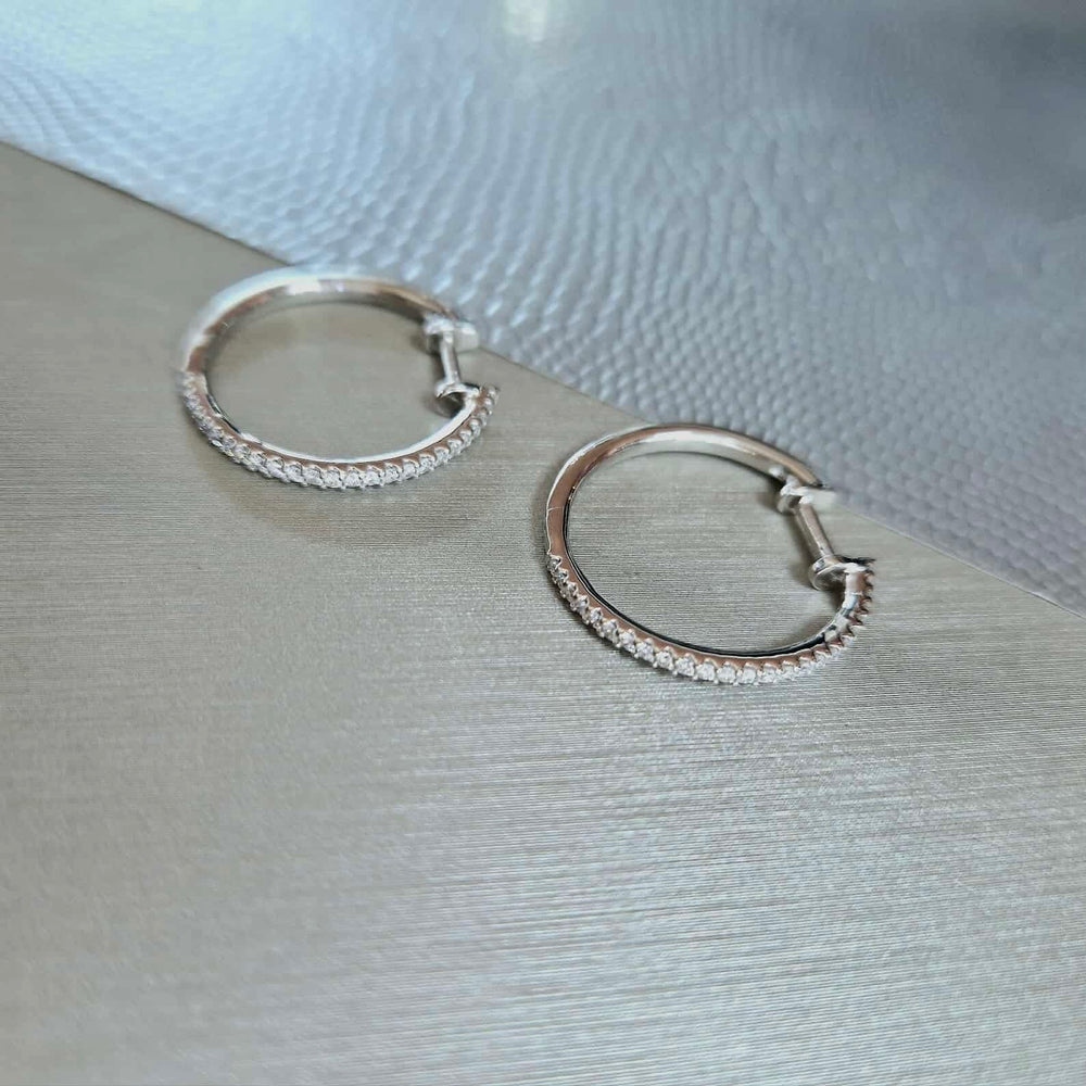 18ct White Gold Diamond Hoop Earrings