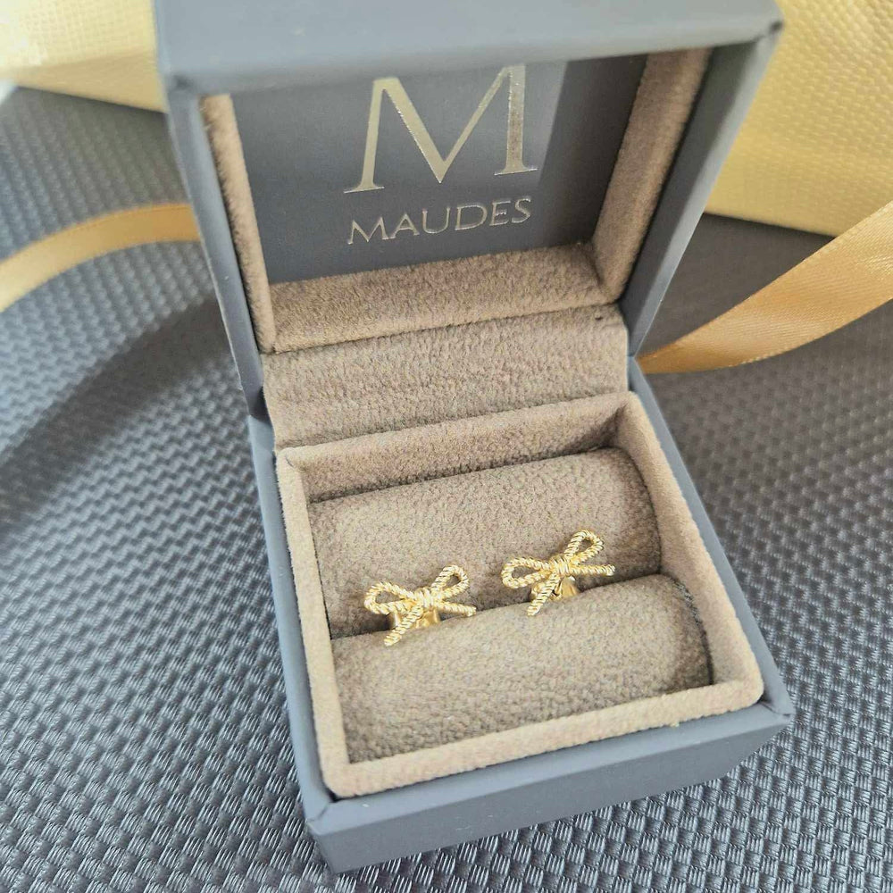 9ct Yellow Gold Rope Bow Stud Earrings