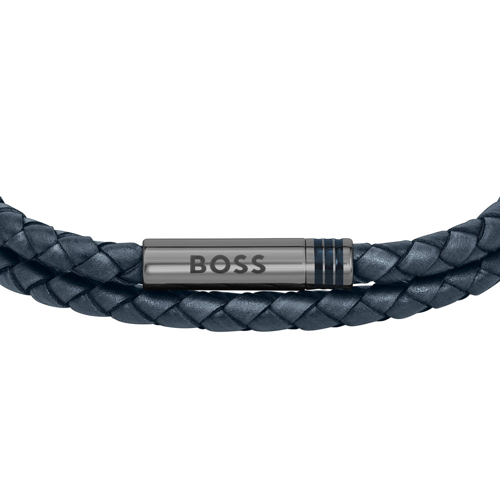 Boss | Ares Navy Blue Double Leather Bracelet