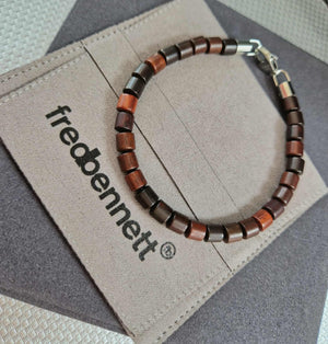 Fred Bennett | Stainless Steel Bracelet With Natural Wood Beads