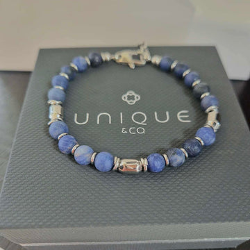Unique & Co | Stainless Steel Bracelet With Lapis Beads