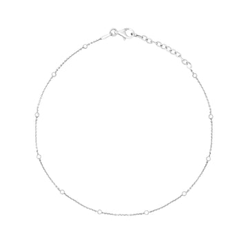 Sterling Silver Fine Trace and Ball Chain Anklet