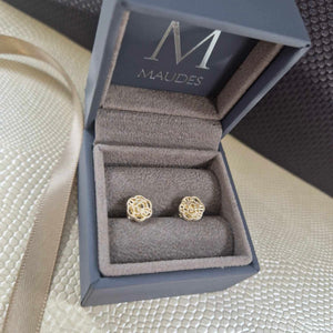 9ct Yellow Gold Romantic Floral Stud Earrings