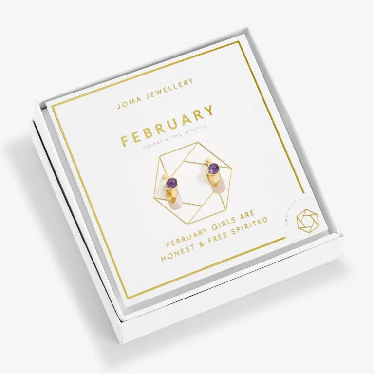 Joma Jewellery | February Birthstone Hoop Earrings