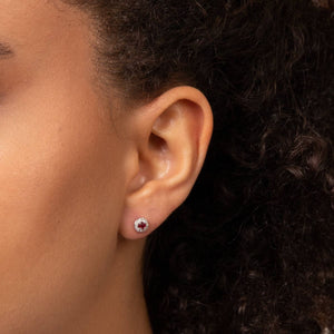 9ct White Gold Ruby & Diamond Stud Earrings