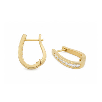 9ct Yellow Gold Diamond Hoop Earrings