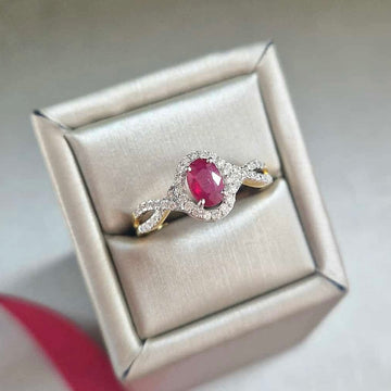 18ct Yellow Gold Oval Ruby & Diamond Ring