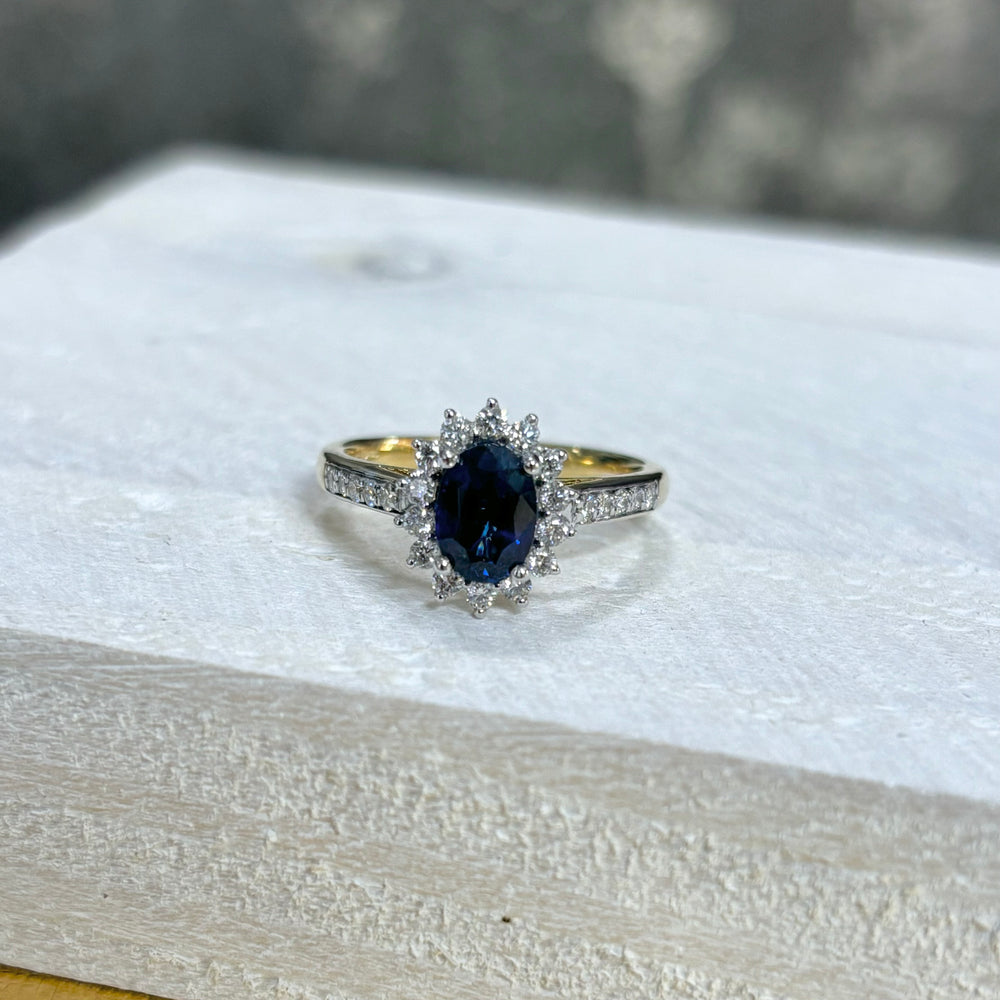 18ct Yellow Gold, Sapphire and Diamond Ring