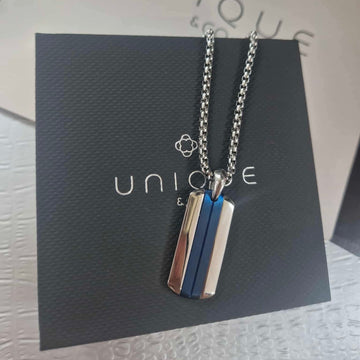 Unique & Co | Stainless Steel Pendant and Chain With Blue IP Plating