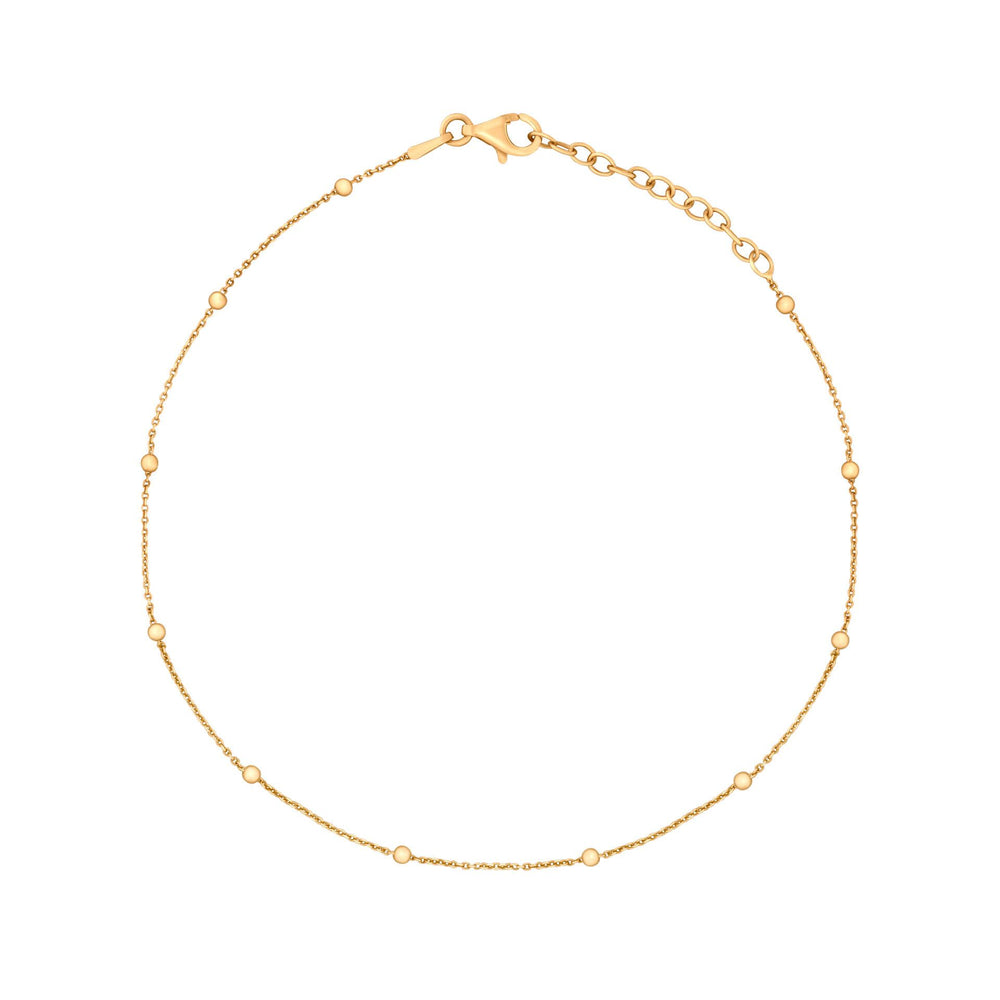 Sterling Silver Gold Plated Fine Trace Ball And Chain Anklet