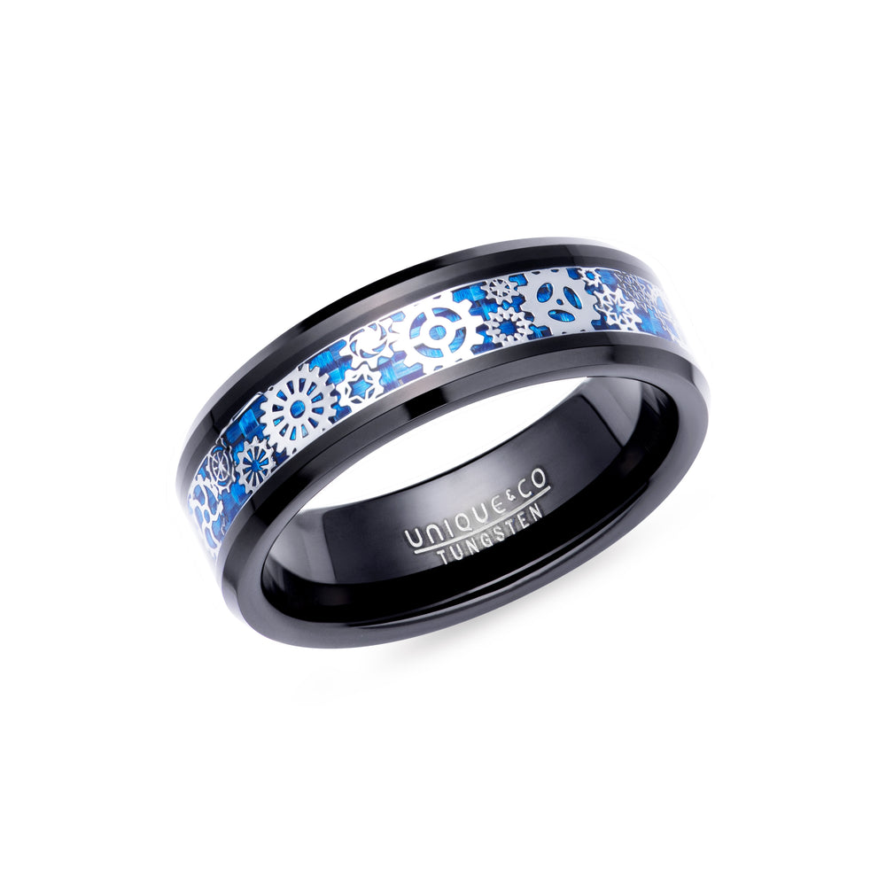 Unique & Co | Blue and Black Tungsten Carbide Ring