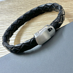 Unique & Co | Antique Black Leather Bracelet - Maudes The Jewellers