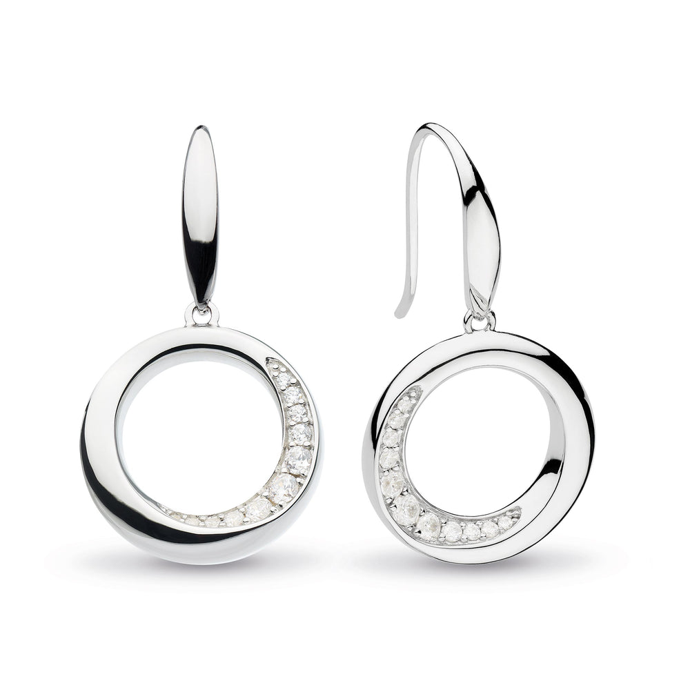 
            
                Load image into Gallery viewer, Kit Heath | Bevel Cirque Pavé Silver Drop Earrings
            
        