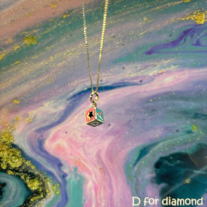 D for Diamond | Children’s ABC Enamel Cube Necklace - Maudes The Jewellers