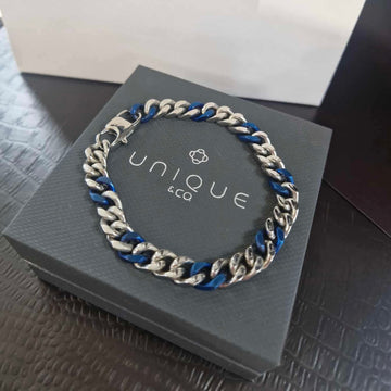 Unique & Co | Stainless Steel Bracelet, Blue Matte IP and Polished Finish