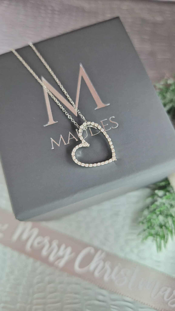 9ct White Gold Diamond Heart Pendant and Chain