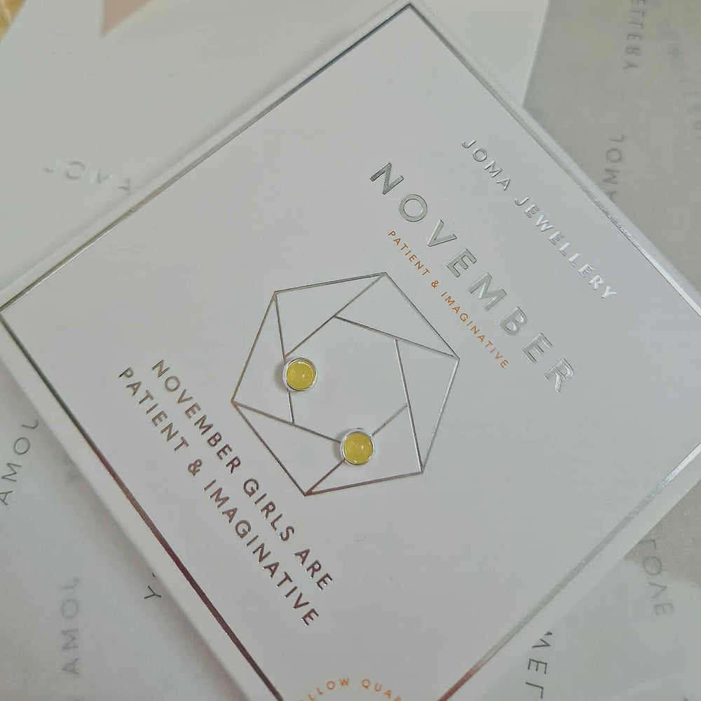 Joma Jewellery | November Yellow Quartz Birthstone Boxed Earrings