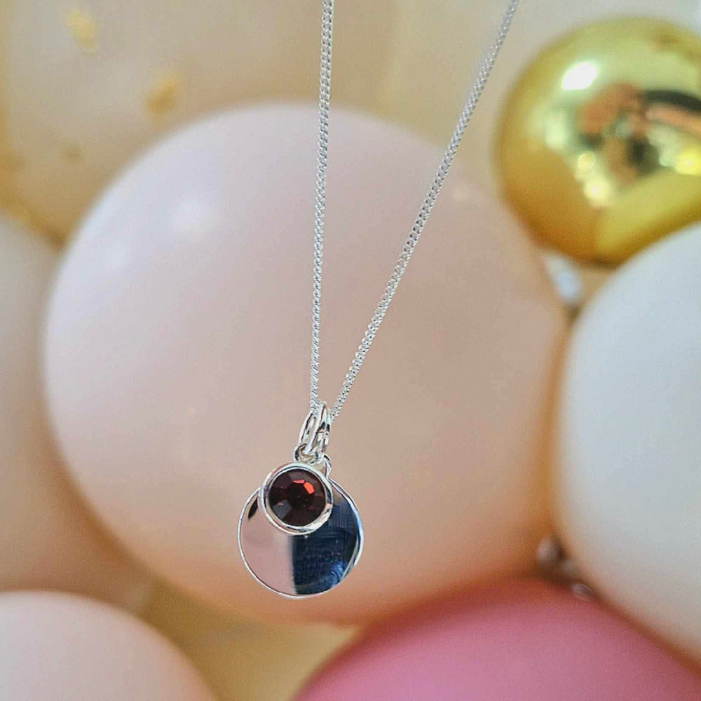 January BirthStone Pendant With Disc - Maudes The Jewellers